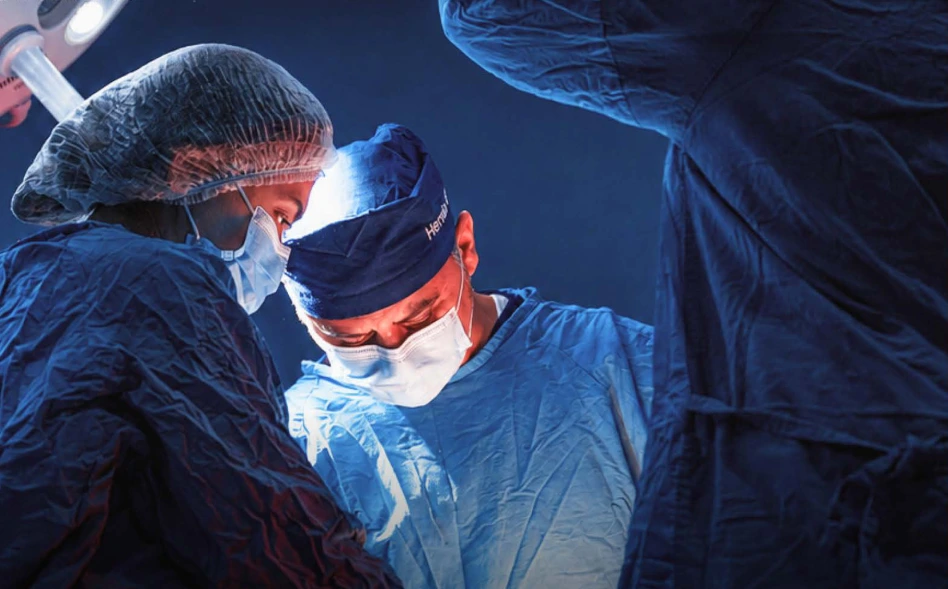 A healthcare team in an operating room